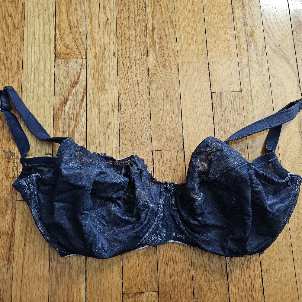 Cacique Navy Dark Blue Lace Bra Lane Bryant 34k